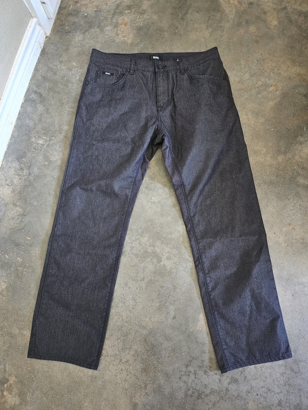 Hugo Boss Men's Straight Jeans Heathered Dark Charcoal Maine Regular Fit 34/29
